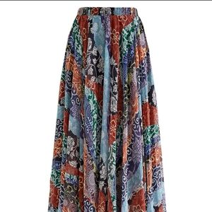 ChicWish Bohemian Blossom Print Chiffon Maxi Skirt